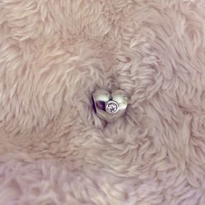 Pandora heart with pink rhinestone Charm
